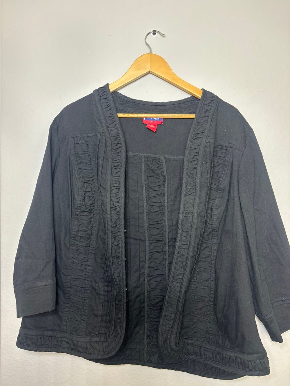 Westport Denim Womens |L 14/16| VTG 90s Black 3/4 Sleeve Lightweight Jacket